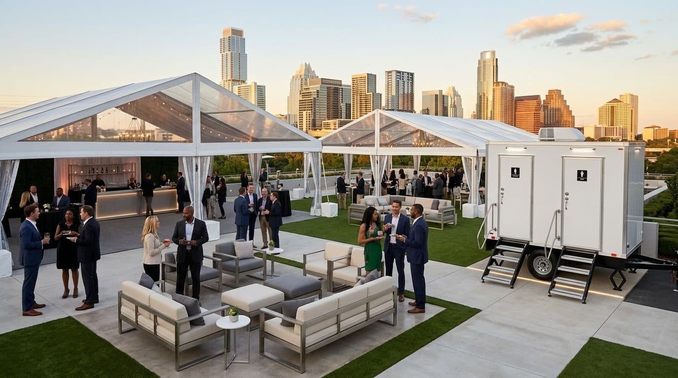 Special Events restroom trailer rental — Festivals, galas, graduations, and corporate functions — handled start to finish.